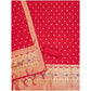 Generic Women's Banarasi Silk Printed Unstitched Salwar Suit Material With Dupatta (Red, 3Mtrs)