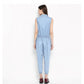 Generic Women's Denim Solid Sleeveless Jumpsuit (Blue)