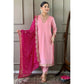 Generic Women's Roman Silk Embroidery 3-4th Sleeve V-Neck Kurti With Pant Dupatta Set (Pink)