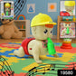 Interactive battery powered crawling baby toy with baby bottle accessory
