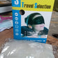 Essential travel set for sleeping peacefully during long journeys with pillow and eye mask.