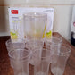 Clear polycarbonate beverage jug and glasses set for daily use