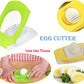 Assortment of Quickslice Egg Cutters in multiple colors, ready for use.