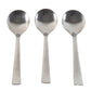 Close view of rust-resistant stainless steel spoons from the set