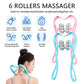 Man using the portable massager on his lower back for targeted pain relief.