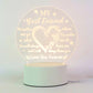 Close-up of acrylic acrylic plate with intricate friendship design in 3D LED lamp