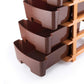 Lifestyle shot of the brown plastic drawer system in a modern living space.