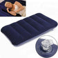 Blue inflatable travel pillow on a clean background, showcasing its material.