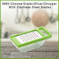 Hand holding the ergonomic Quickslice cheese grater, demonstrating its comfortable grip.