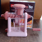 Side view of manual juicer with ergonomic handle and vacuum base