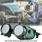 Worker wearing comfortable dark green welding goggles over eyeglasses for industrial use.