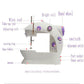 The XcelCraft portable mini sewing machine, perfect for home crafting and DIY.