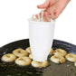 Step-by-step guide showing how to use the plastic Medu Vada machine.