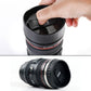 The 350ml camera lens coffee mug with its secure lid, ready for travel.