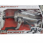 Top view of advanced AI robot dog toy on table