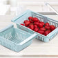 Vibrant, multi-color fridge storage baskets arranged neatly, ready for use.