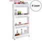 Detailed view of the tiers and sturdy frame of the space saving storage rack.