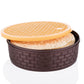Close-up of the round spice box lid, highlighting its secure fit for freshness.