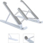 Multi-angle adjustable tablet stand in use, showcasing ergonomic levels.