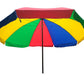 Lifestyle shot of the outdoor umbrella providing shade for people enjoying a garden party.