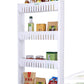 Space saving storage rack holding various kitchen essentials, demonstrating its utility.