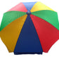 Another angle of the blue and white outdoor umbrella, emphasizing its broad coverage.