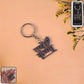 Radhe Krishna Metal Keychain featuring peacock feather design on premium metal alloy