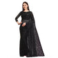 Generic Women's Net Self Design Saree With Unstitched Blouse 5.5Mtr (Black)
