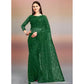 Generic Women's Net Self Design Saree With Unstitched Blouse 5.5Mtr (Green)