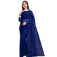 Generic Women's Net Self Design Saree With Unstitched Blouse 5.5Mtr (Navy Blue)