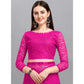 Generic Women's Net Self Design Saree With Unstitched Blouse 5.5Mtr (Rani)