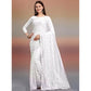 Generic Women's Net Self Design Saree With Unstitched Blouse 5.5Mtr (White)