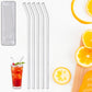 Close-up of eco-friendly clear glass straws suitable for smoothies and juices