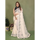 Generic Women's Linen Cotton Printed Saree With Unstitched Blouse 5.5Mtr (Off White)
