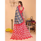 Generic Women's Linen Cotton Printed Saree With Unstitched Blouse 5.5Mtr (Grey)