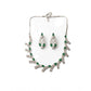 Generic Women's Brass Silver Plated Necklace set (Green)
