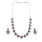 Generic Women's Brass Silver Plated Necklace set (Red)