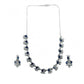Generic Women's Brass Silver Plated Necklace set (Blue)
