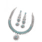 Generic Women's Brass Silver Plated Necklace set (Turquoise)