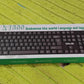 Technical drawing with dimensions of the Compshop 104-key Wired USB Keyboard.