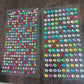 Brightly shimmering self-adhesive decorative shining stone stickers on display.