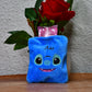 Back view of the blue hot water bag, highlighting its stitch pattern cover.