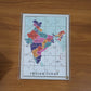 Top-down view of the completed wooden India map puzzle, ready for educational play.