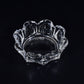 Close-up of the round glass ashtray, highlighting its lead-free crystal clarity.