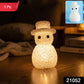 Decorative snowman-shaped LED night lamp emitting soft ambient glow