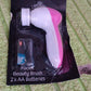 Complete facial cleansing brush kit, including two AA batteries for immediate use.