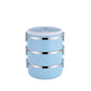 Insulated 3-layer stainless steel lunch box designed to keep food hot.