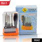 Precision 8-in-1 screwdriver set displayed with its ergonomic handle and suction cup.