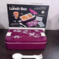 Angled side view of the 2-compartment lunch box, ready for packing meals.