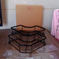Packaging of the stainless steel iron-coated corner shelf organizer (2 Pc) with product features listed